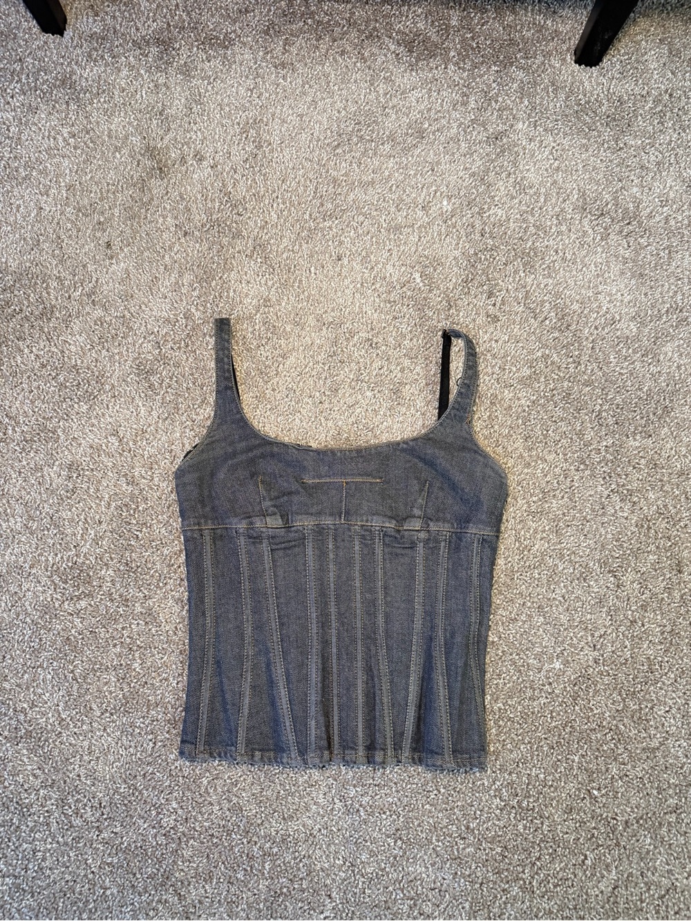 Dolce & Gabbana Dark Gray Denim Corset-Style Tank Top